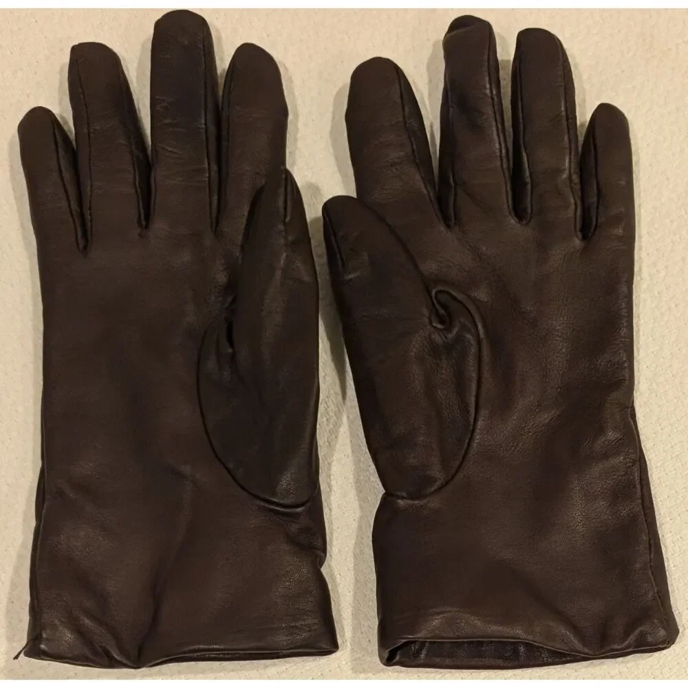 Fownes Leather Gloves – 8.5 – Cashmere Lining – Brown – Made in Philippines